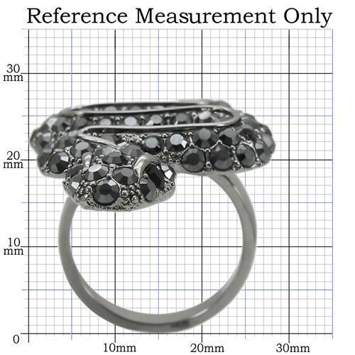 MA0W282 - Ruthenium Brass Ring with Top Grade Crystal in Jet