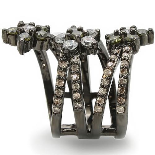 MA0W293 - Ruthenium Brass Ring with AAA Grade CZ in Multi Color