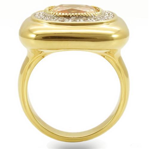 MA0W315 - Gold+Rhodium Brass Ring with AAA Grade CZ in Champagne