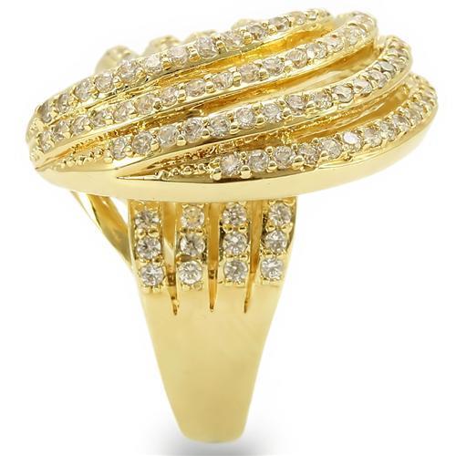 MA0W316 - Gold Brass Ring with AAA Grade CZ in Clear