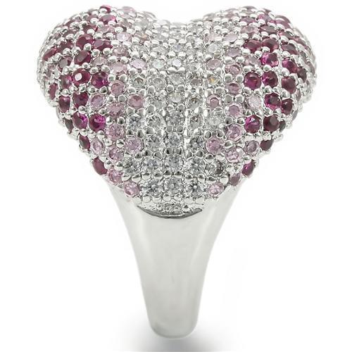 MA0W322 - Rhodium Brass Ring with AAA Grade CZ in Multi Color