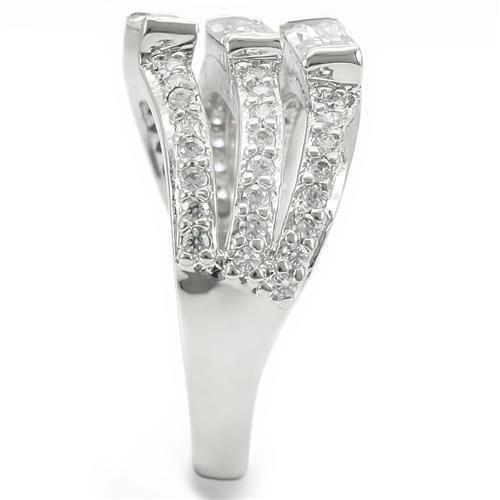 MA0W331 - Rhodium Brass Ring with AAA Grade CZ in Clear