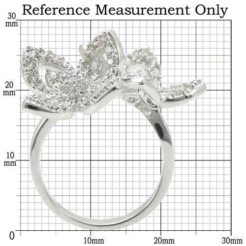 MA0W336 - Rhodium Brass Ring with AAA Grade CZ in Clear