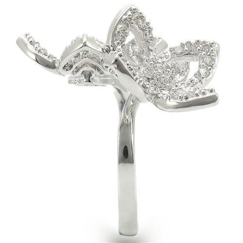 MA0W336 - Rhodium Brass Ring with AAA Grade CZ in Clear
