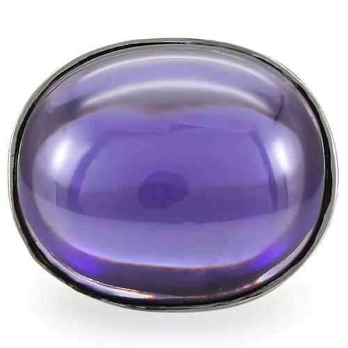 MA0W345 - Rhodium Brass Ring with Genuine Stone in Amethyst