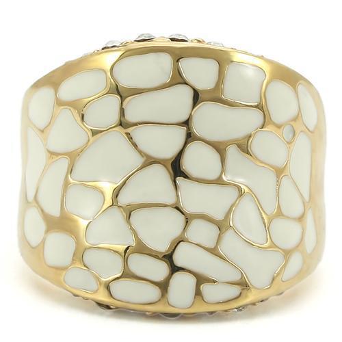 MA0W379 - Gold Brass Ring with Top Grade Crystal in Clear