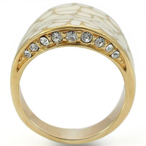 MA0W379 - Gold Brass Ring with Top Grade Crystal in Clear