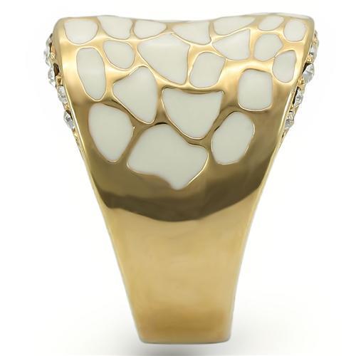 MA0W379 - Gold Brass Ring with Top Grade Crystal in Clear