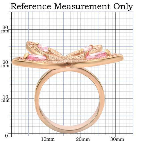 MA0W381 - Rose Gold Brass Ring with AAA Grade CZ in Rose