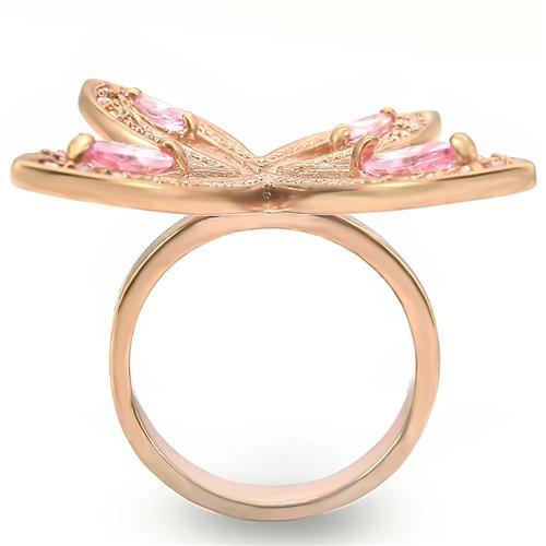 MA0W381 - Rose Gold Brass Ring with AAA Grade CZ in Rose