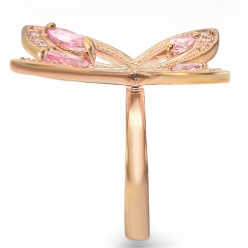 MA0W381 - Rose Gold Brass Ring with AAA Grade CZ in Rose