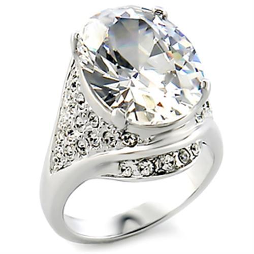 MA12713 - Rhodium Brass Ring with AAA Grade CZ in Clear