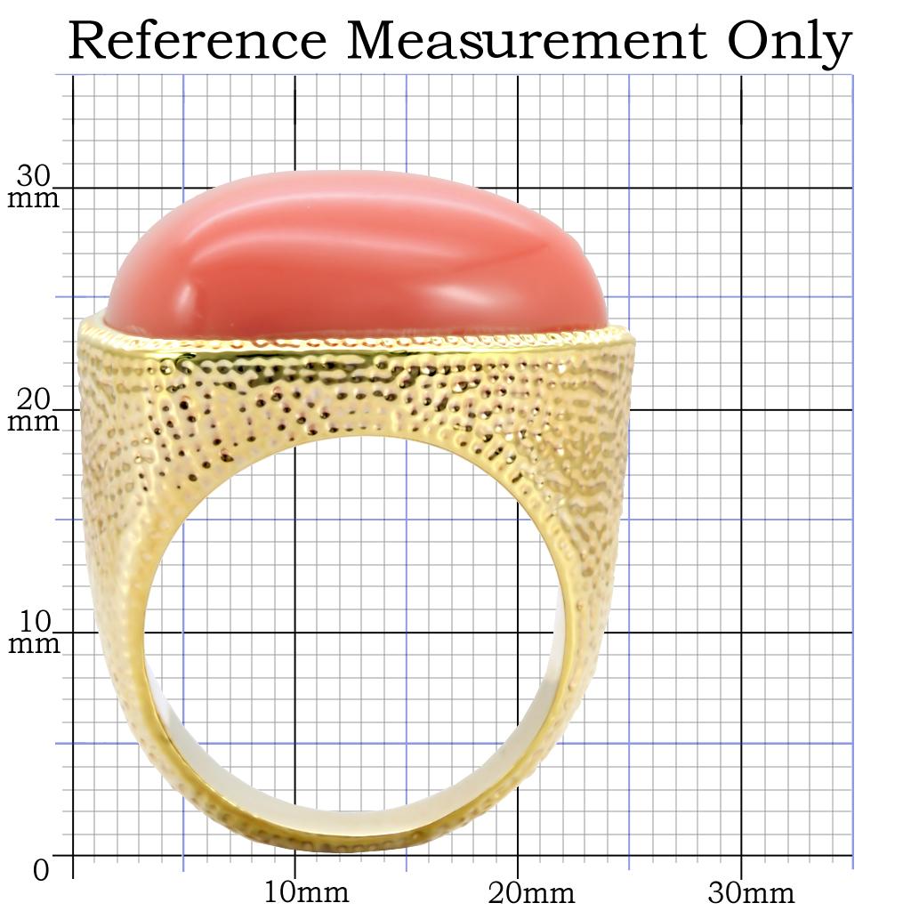 MA1W026 - Gold Brass Ring with Semi-Precious Coral in Rose