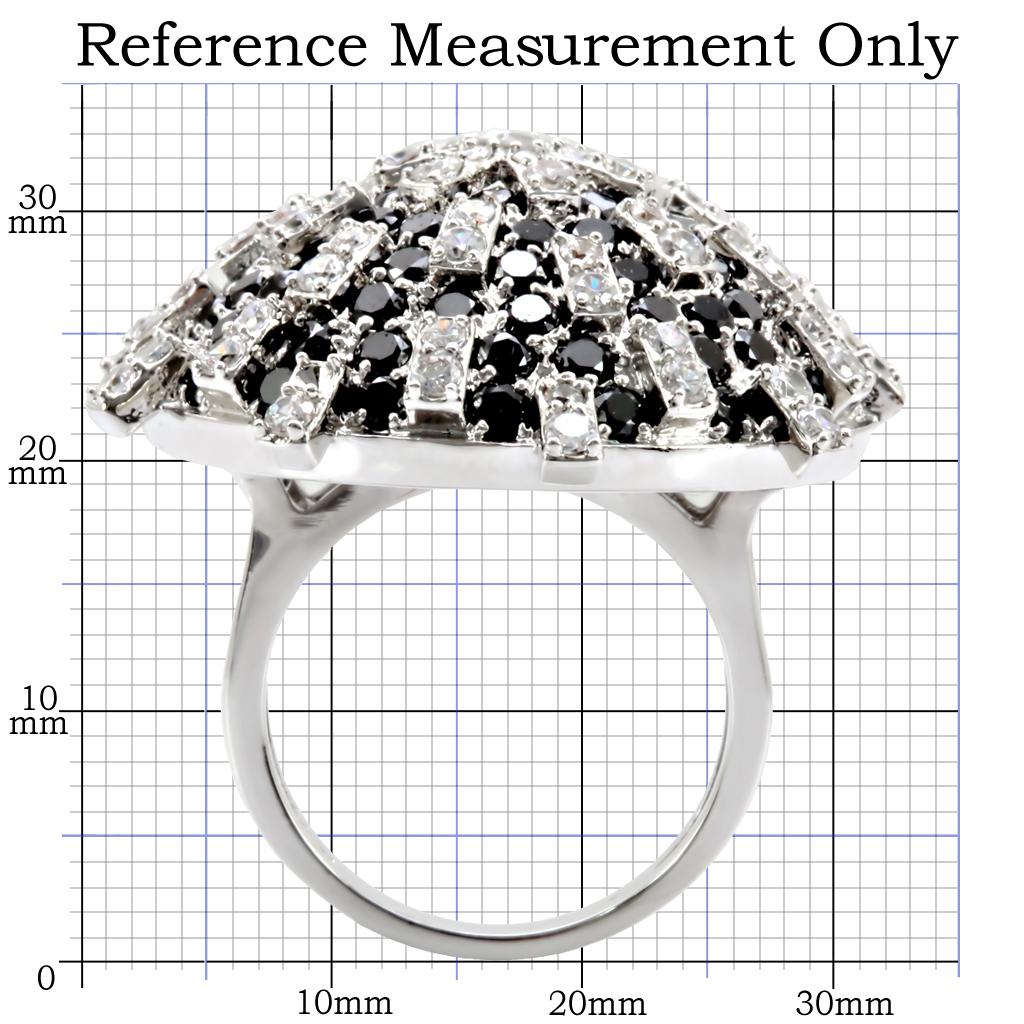 MA1W029 - Rhodium Brass Ring with AAA Grade CZ in Black Diamond