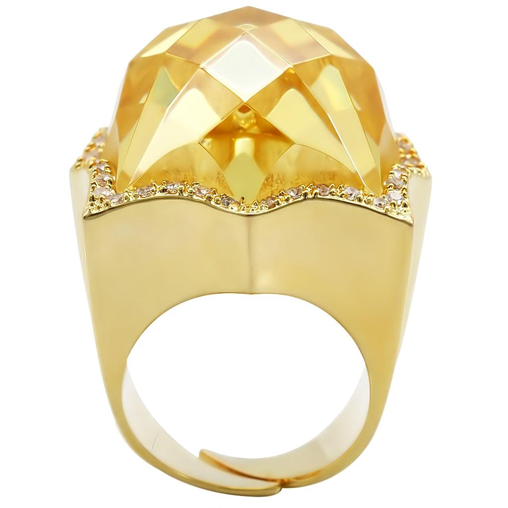 MA1W030 - Gold Brass Ring with AAA Grade CZ in Citrine Yellow
