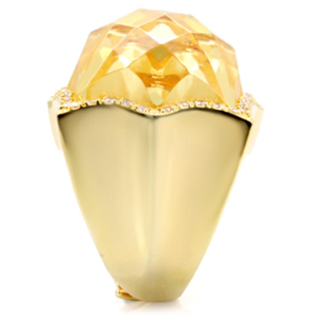 MA1W030 - Gold Brass Ring with AAA Grade CZ in Citrine Yellow