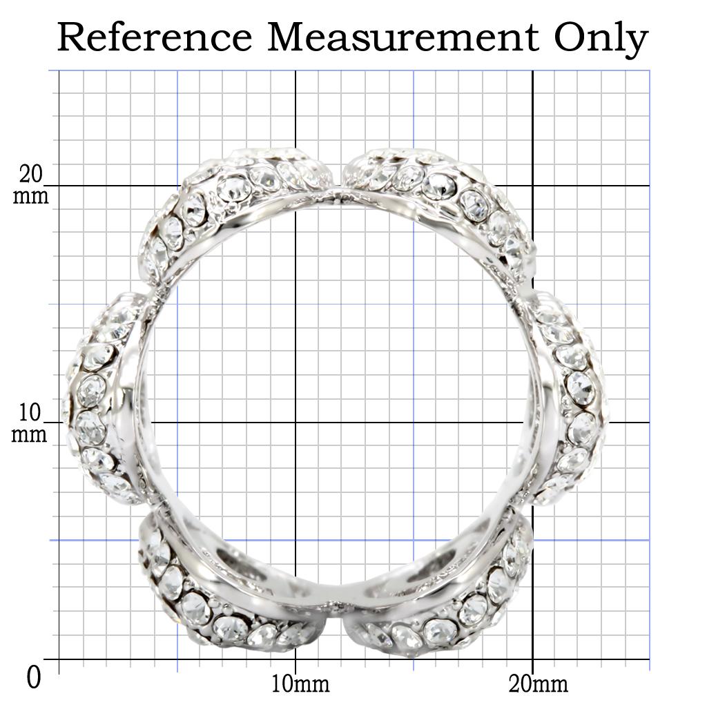 MA1W032 - Rhodium Brass Ring with Top Grade Crystal in Clear