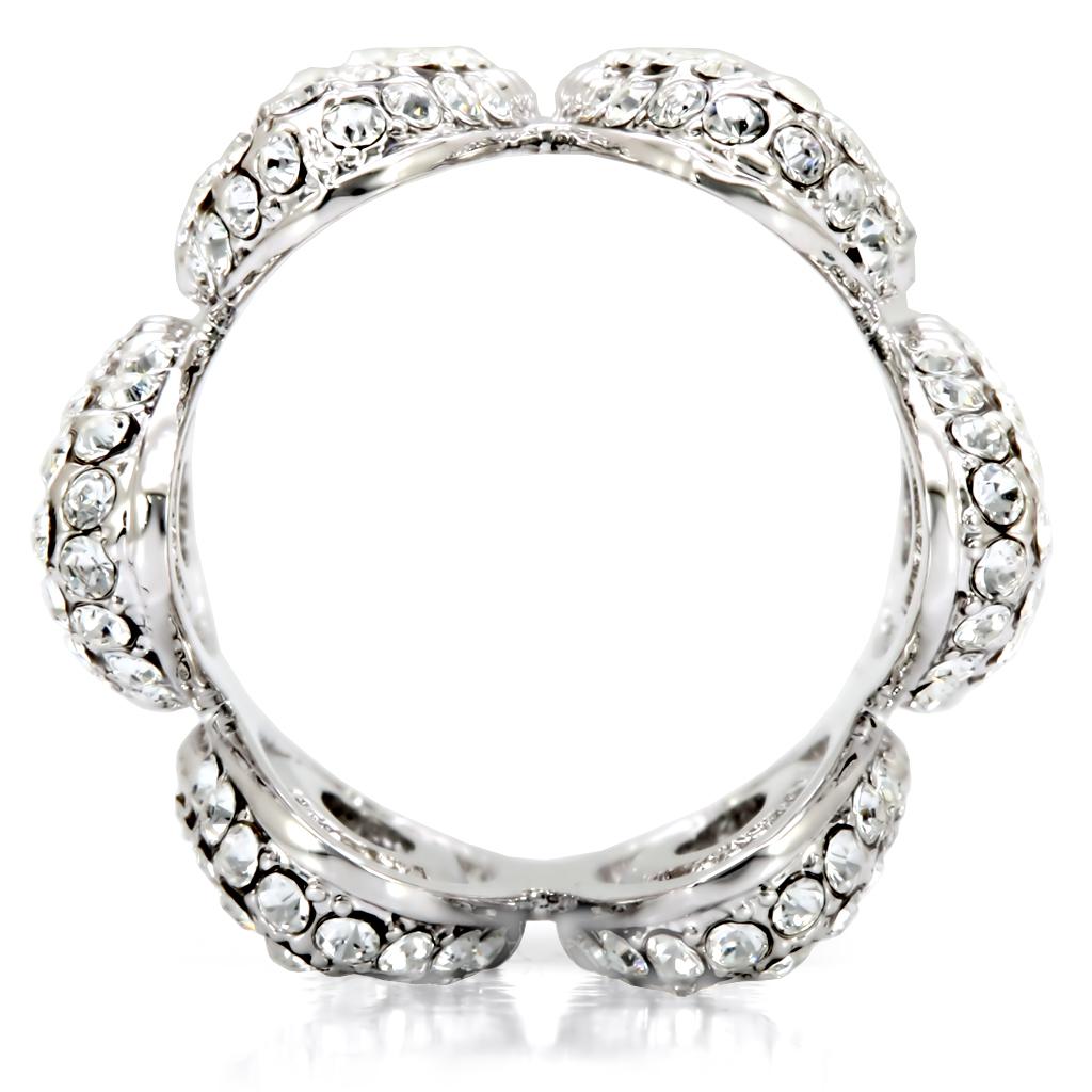 MA1W032 - Rhodium Brass Ring with Top Grade Crystal in Clear