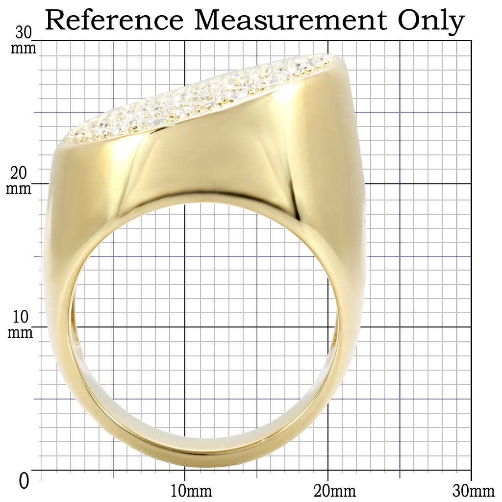 MA1W034 - Gold Brass Ring with Top Grade Crystal in Clear