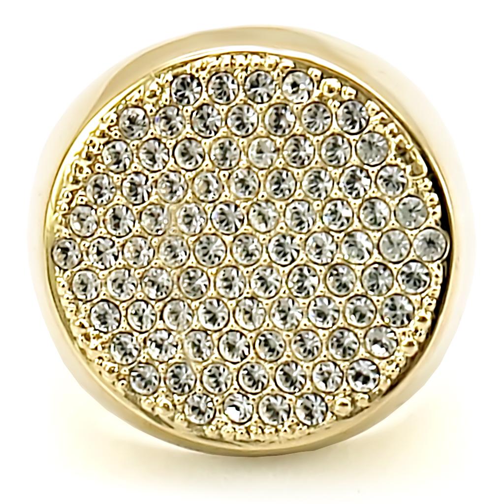 MA1W034 - Gold Brass Ring with Top Grade Crystal in Clear