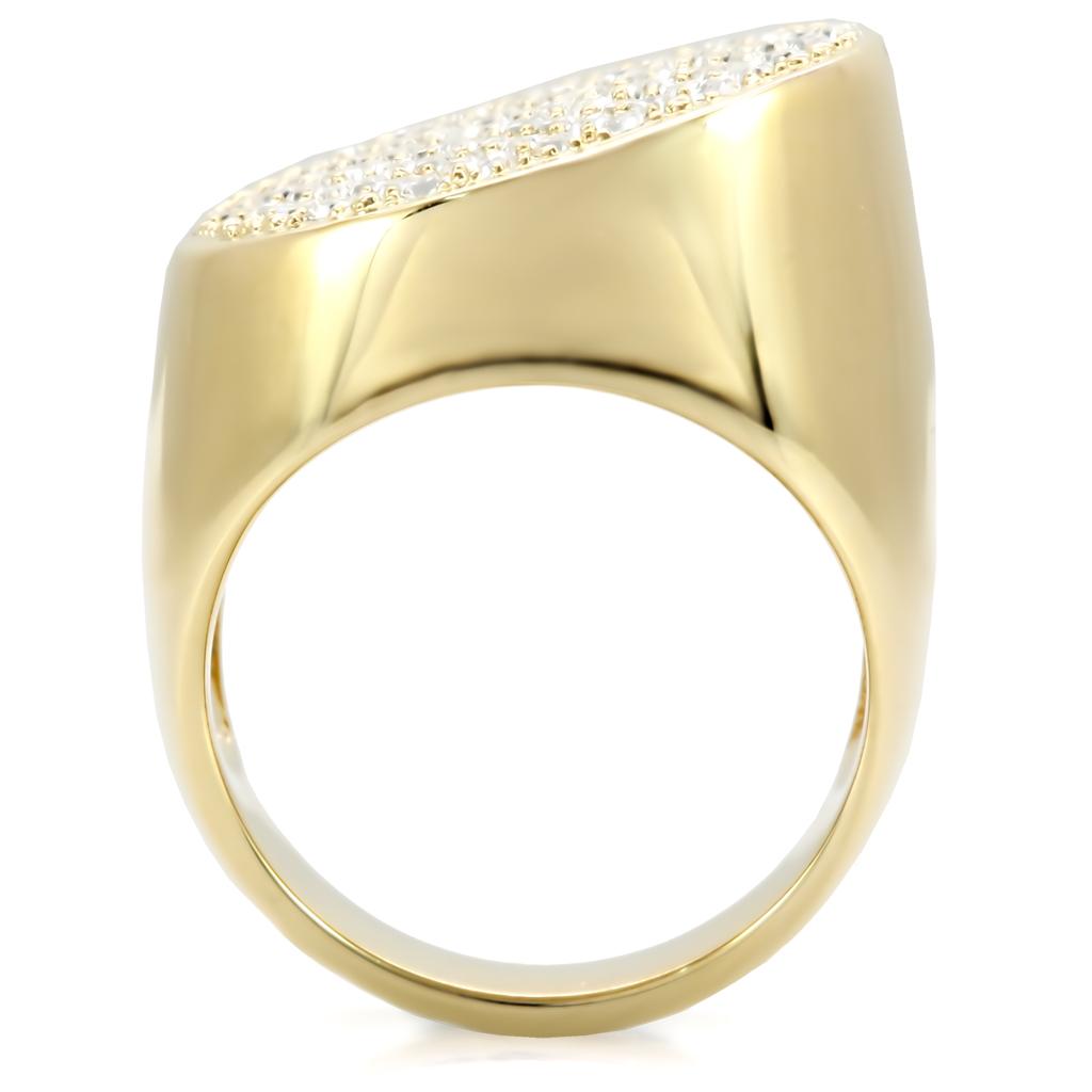 MA1W034 - Gold Brass Ring with Top Grade Crystal in Clear