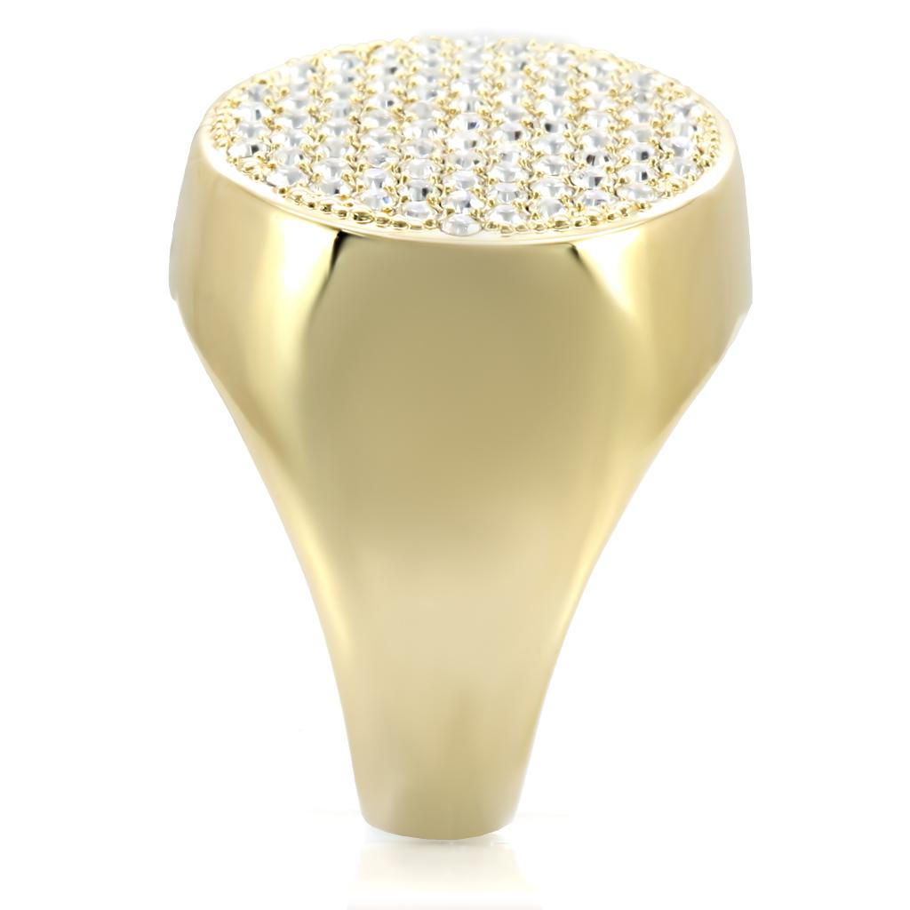 MA1W034 - Gold Brass Ring with Top Grade Crystal in Clear