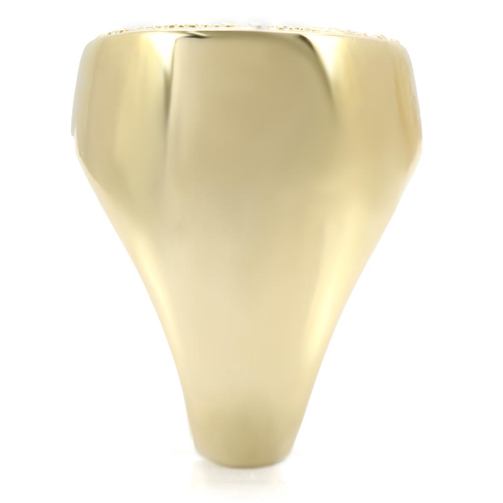MA1W034 - Gold Brass Ring with Top Grade Crystal in Clear