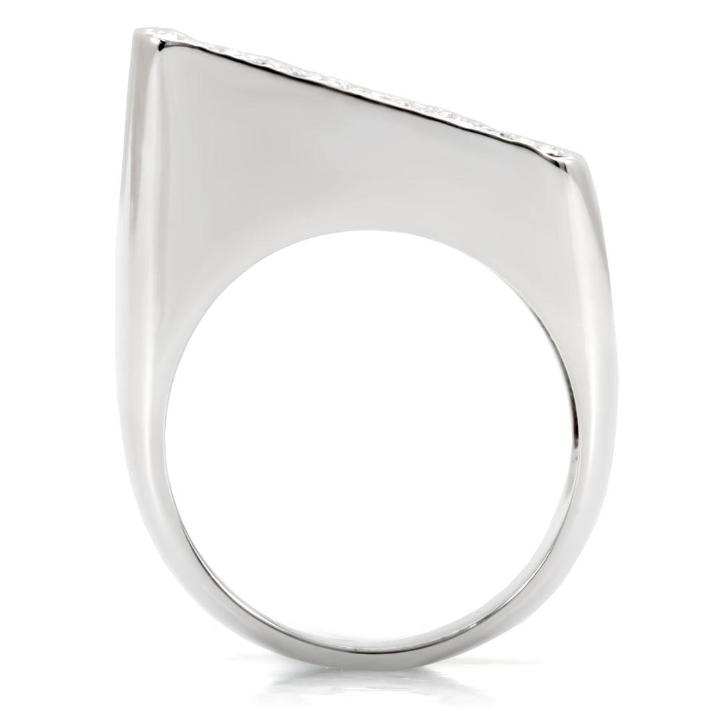 MA1W035 - Rhodium Brass Ring with Top Grade Crystal in Clear