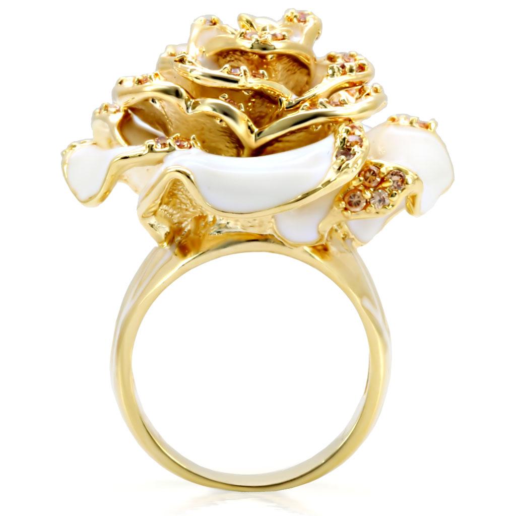 MA1W040 - Gold Brass Ring with AAA Grade CZ in Champagne
