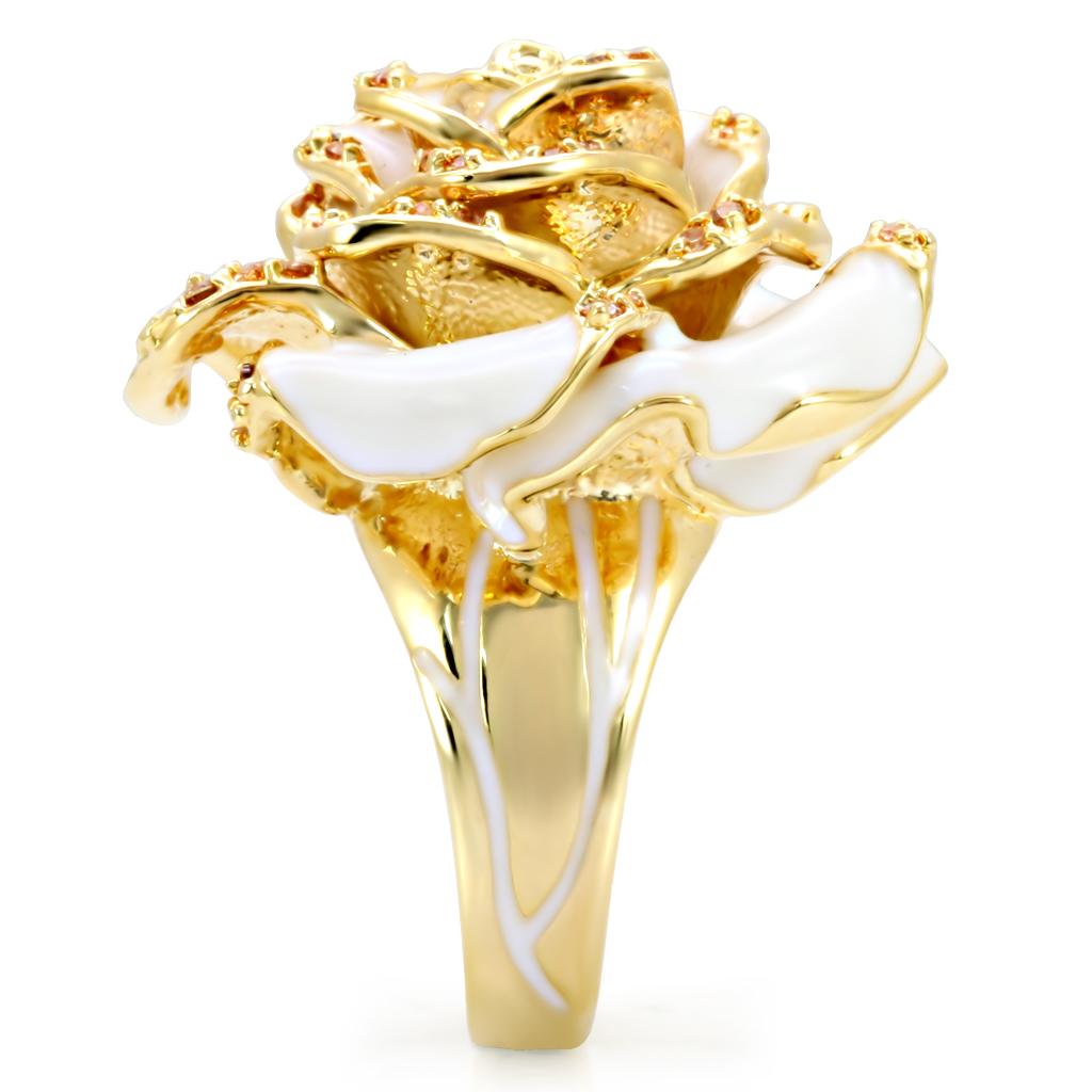 MA1W040 - Gold Brass Ring with AAA Grade CZ in Champagne