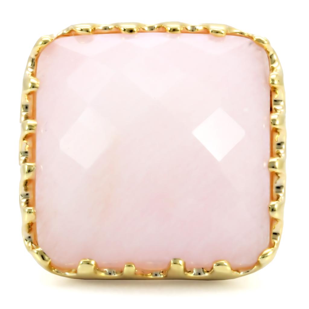 MA1W041 - Gold Brass Ring with Synthetic Jade in Rose