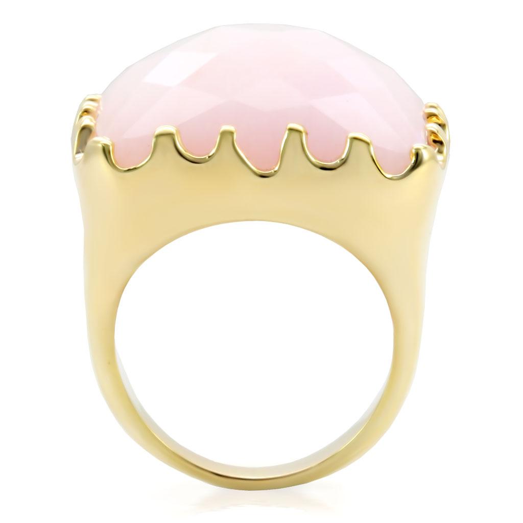 MA1W041 - Gold Brass Ring with Synthetic Jade in Rose