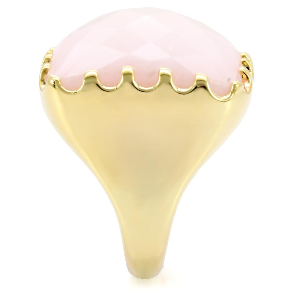 MA1W041 - Gold Brass Ring with Synthetic Jade in Rose