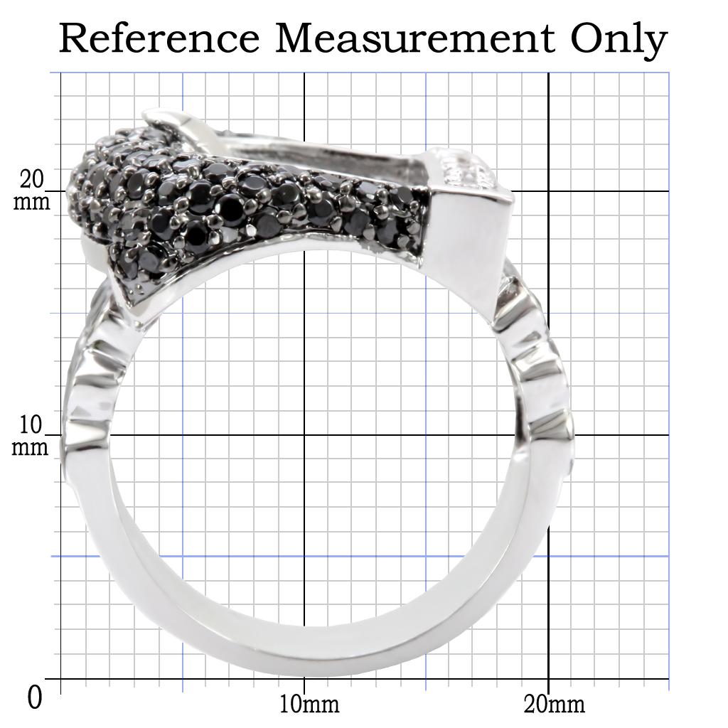 MA1W048 - Rhodium + Ruthenium Brass Ring with AAA Grade CZ in Black Diamond