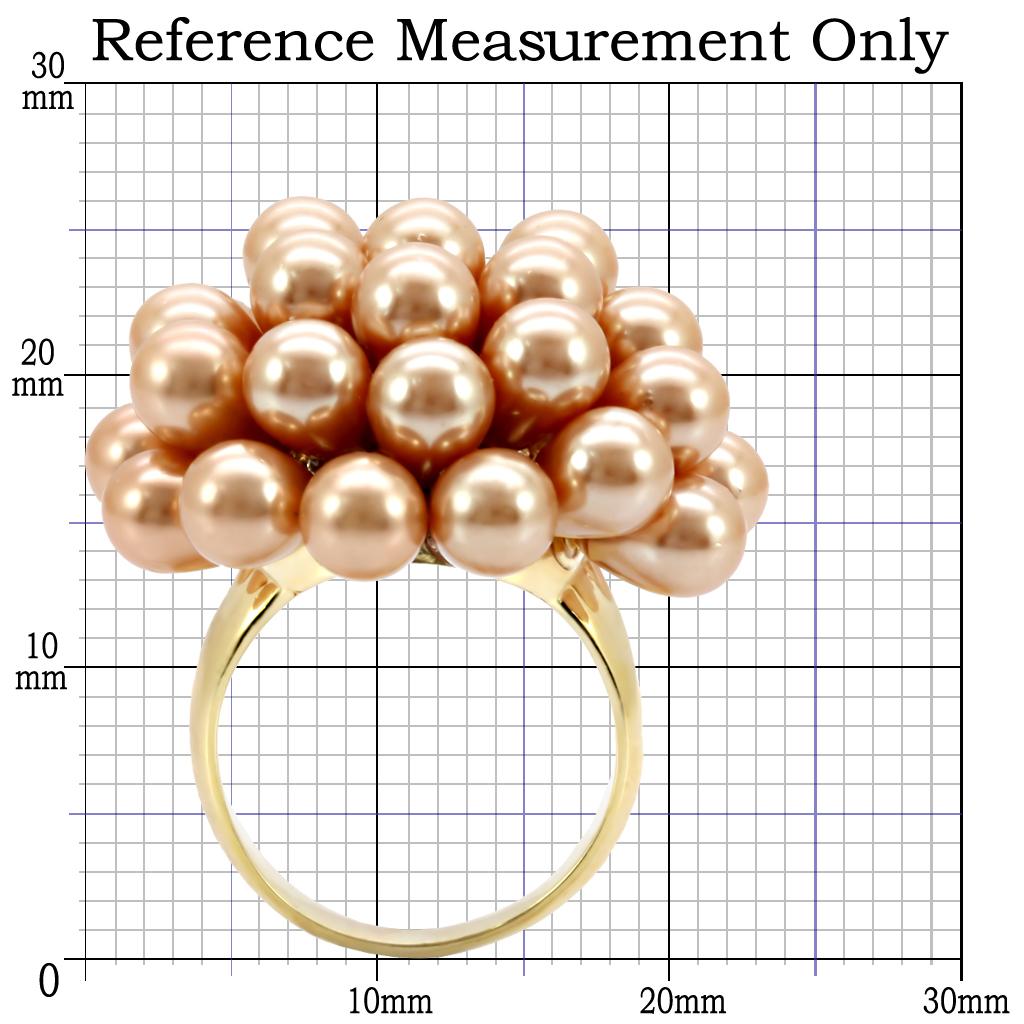 MA1W050 - Gold Brass Ring with Synthetic Pearl in Champagne