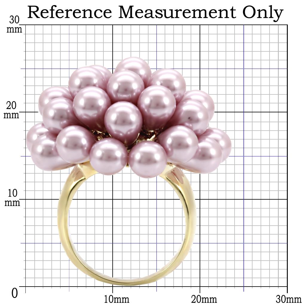 MA1W051 - Gold Brass Ring with Synthetic Pearl in Light Amethyst
