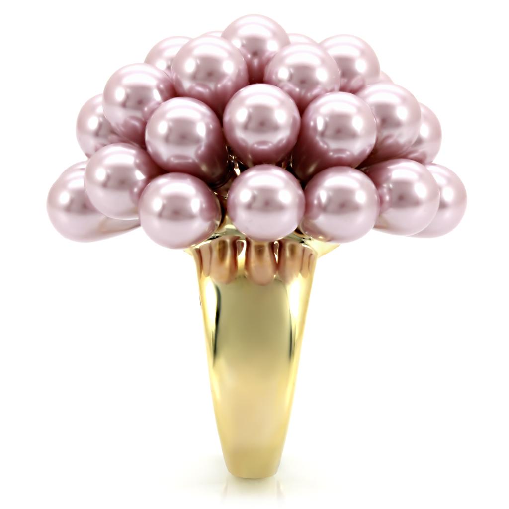 MA1W051 - Gold Brass Ring with Synthetic Pearl in Light Amethyst