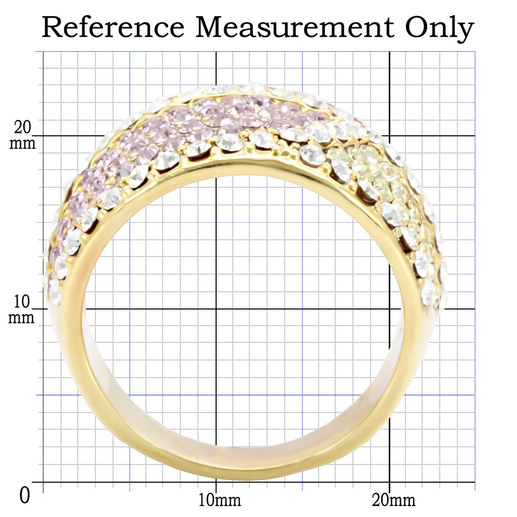 MA1W053 - Gold Brass Ring with Top Grade Crystal in Multi Color