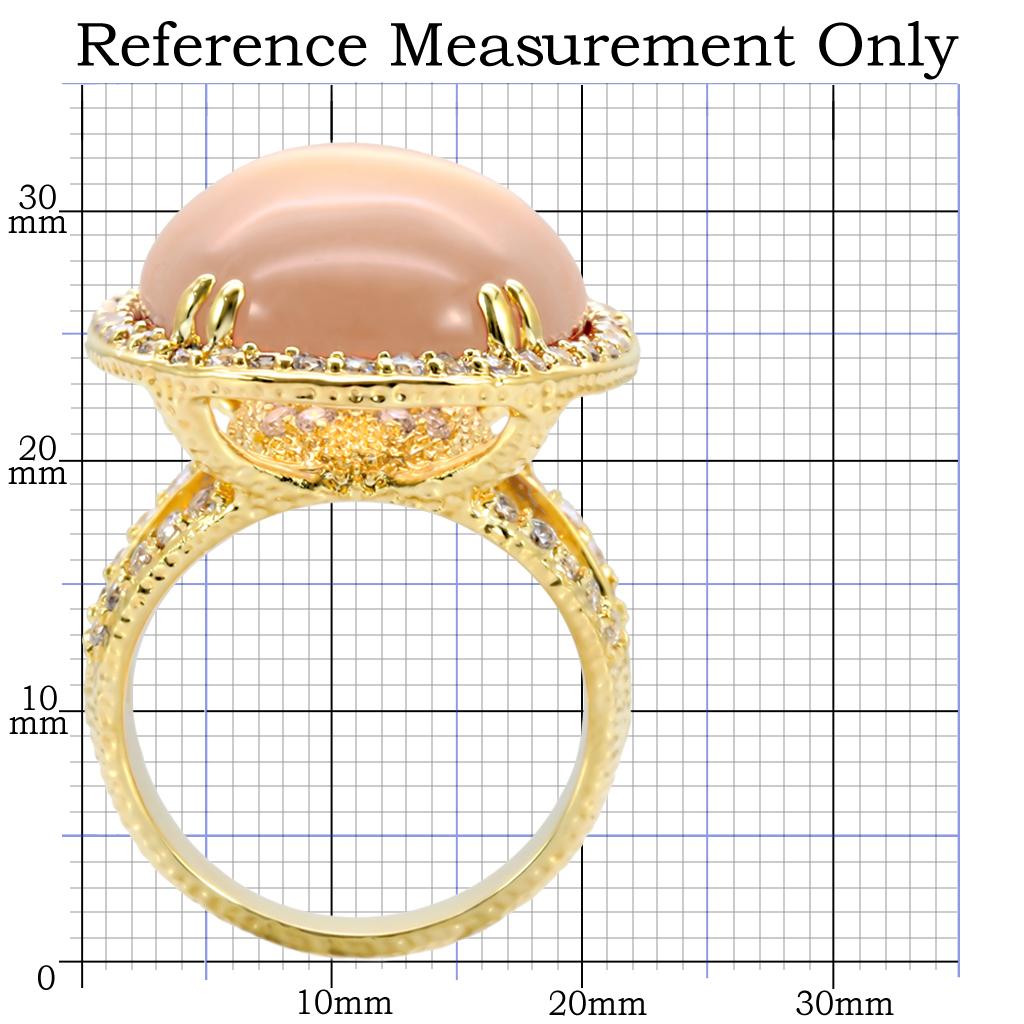 MA1W056 - Gold Brass Ring with Synthetic Synthetic Glass in Champagne
