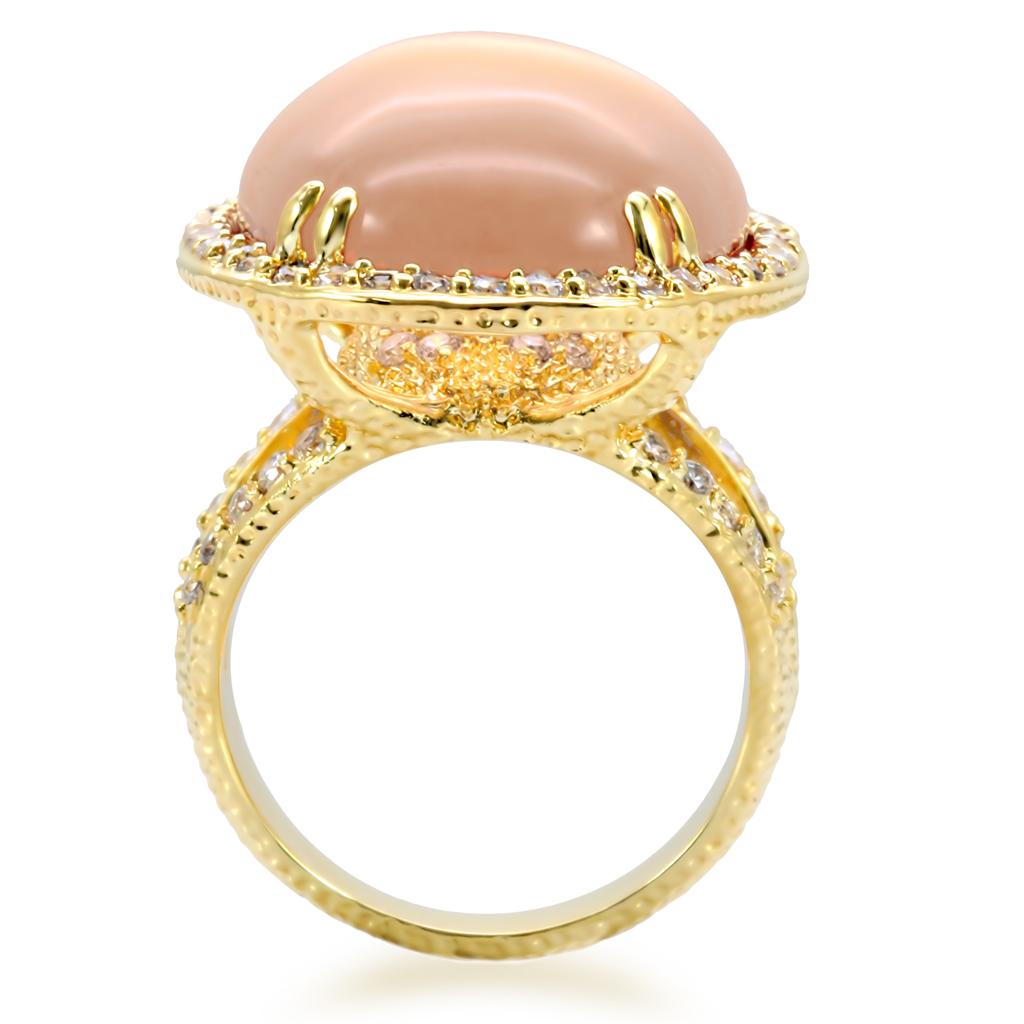MA1W056 - Gold Brass Ring with Synthetic Synthetic Glass in Champagne