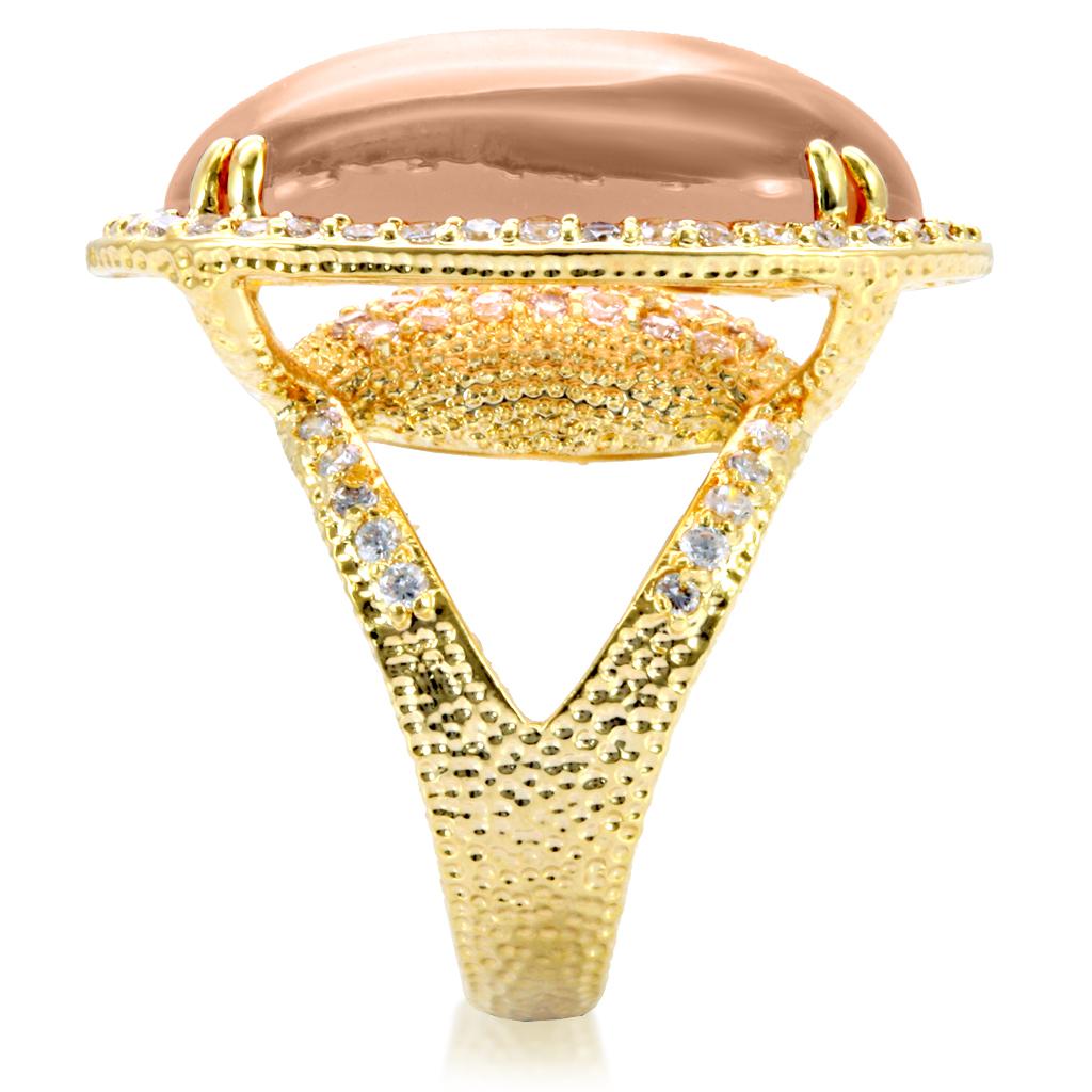 MA1W056 - Gold Brass Ring with Synthetic Synthetic Glass in Champagne