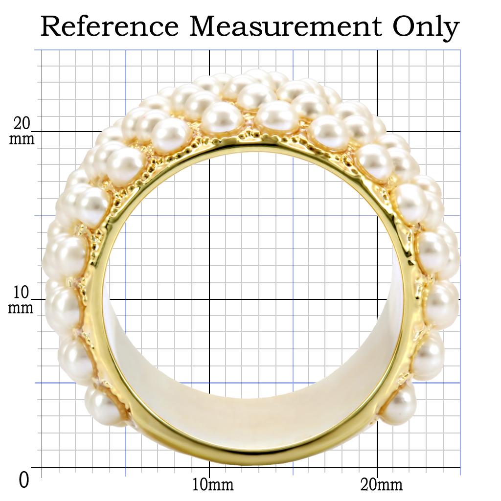 MA1W057 - Gold Brass Ring with Synthetic Pearl in Citrine Yellow
