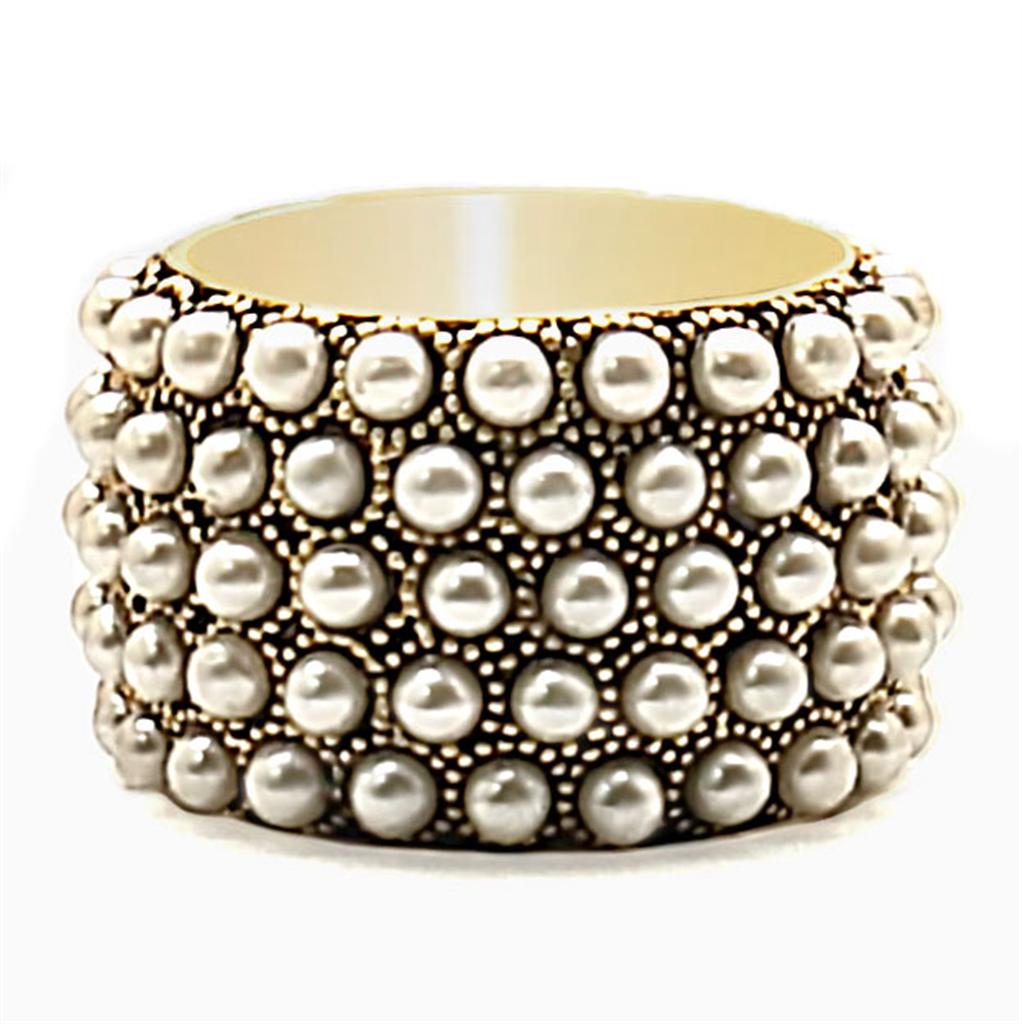MA1W057 - Gold Brass Ring with Synthetic Pearl in Citrine Yellow