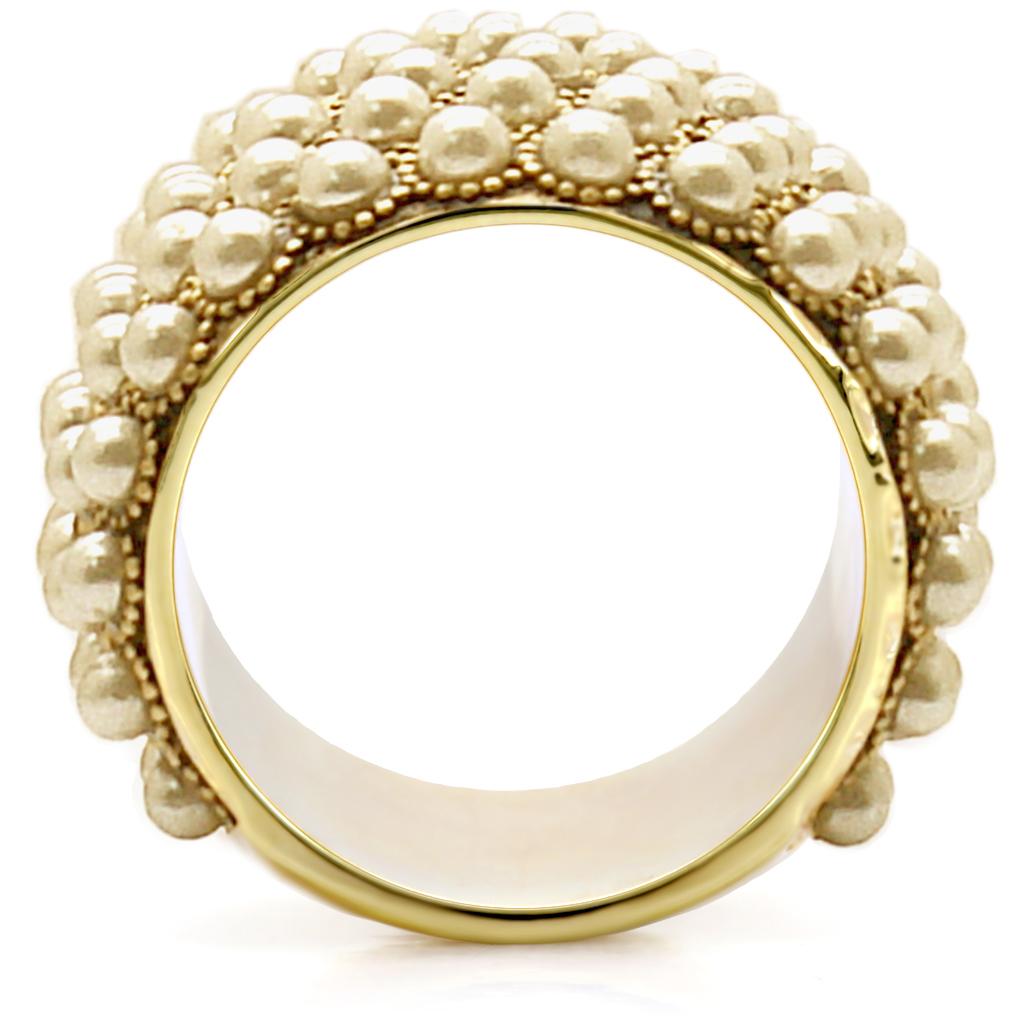MA1W057 - Gold Brass Ring with Synthetic Pearl in Citrine Yellow