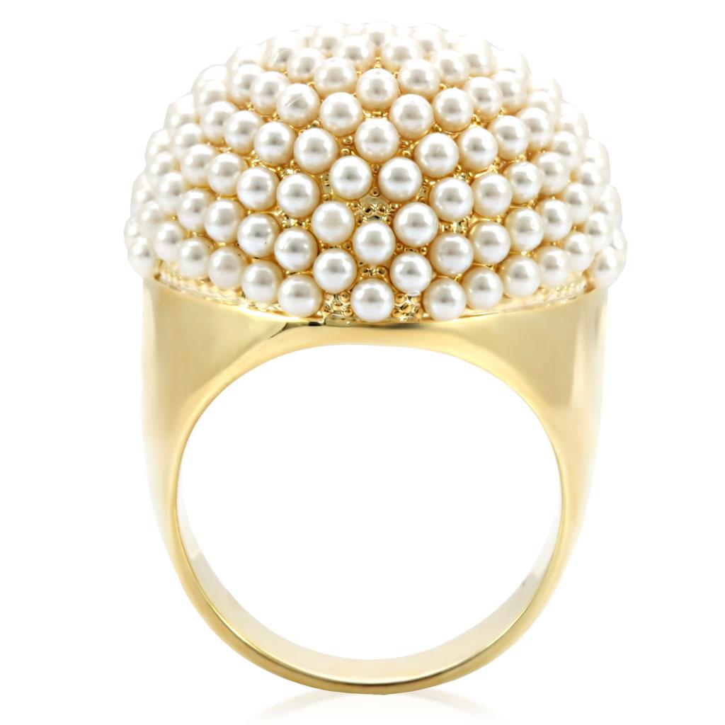 MA1W058 - Gold Brass Ring with Synthetic in Citrine Yellow