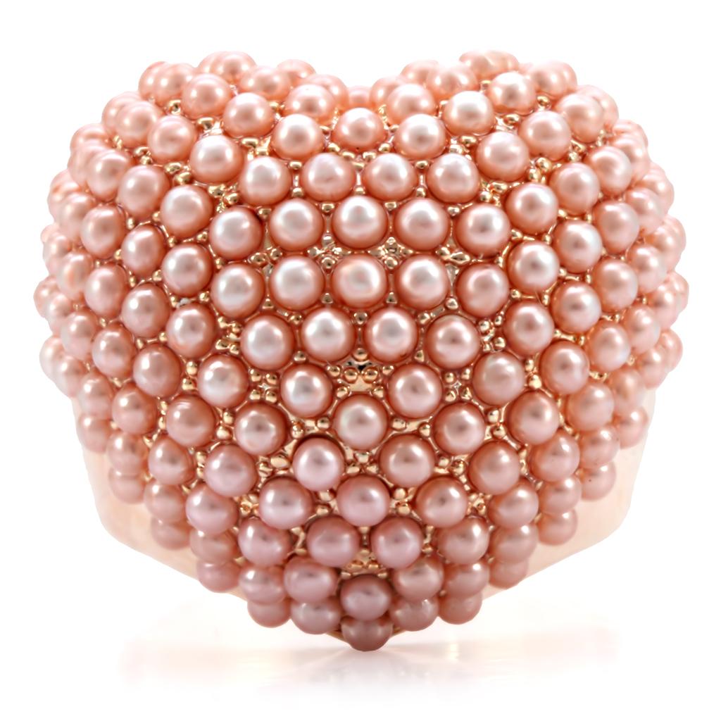MA1W059 - Rose Gold Brass Ring with Synthetic Pearl in Rose