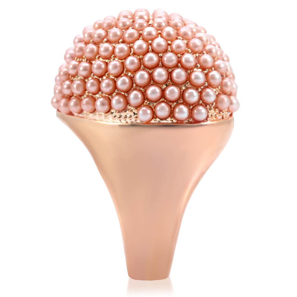 MA1W059 - Rose Gold Brass Ring with Synthetic Pearl in Rose