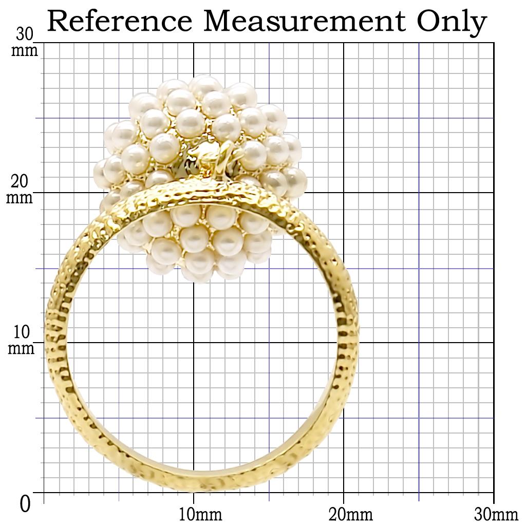 MA1W060 - Gold Brass Ring with Synthetic Pearl in Citrine Yellow