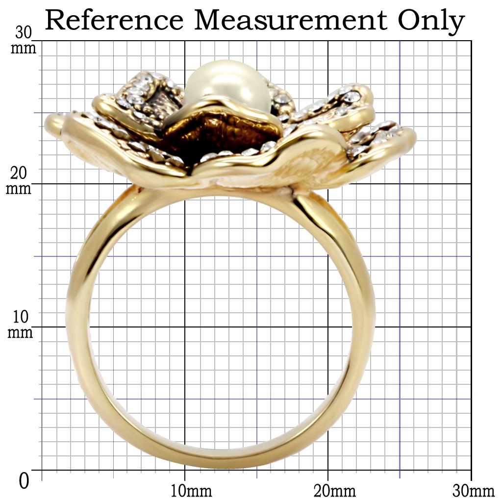 MA1W063 - Gold Brass Ring with Synthetic Pearl in Citrine Yellow