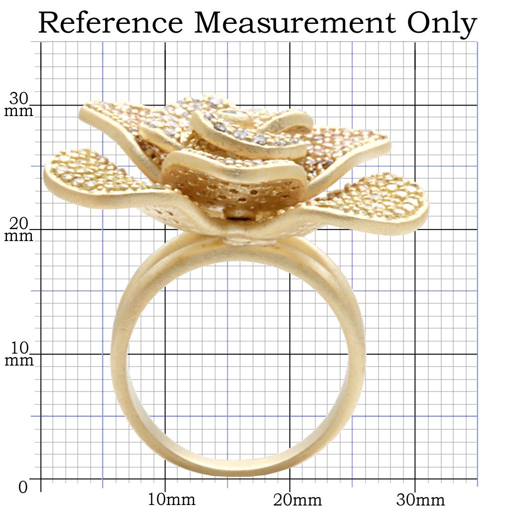 MA1W091 - Matte Gold Brass Ring with AAA Grade CZ in Multi Color